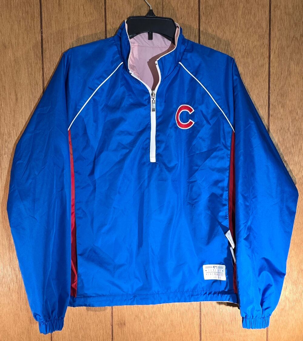 Chicago Cubs Women's Reversible Pullover Jacket Blue Pink MLB Lady Slugger L